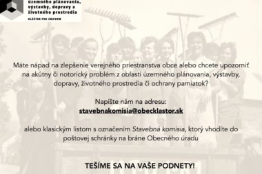 Máte nápad na zlepšenie verejného priestranstva obce